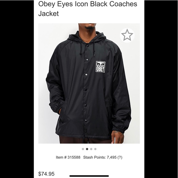 obey eyes icon black coaches jacket